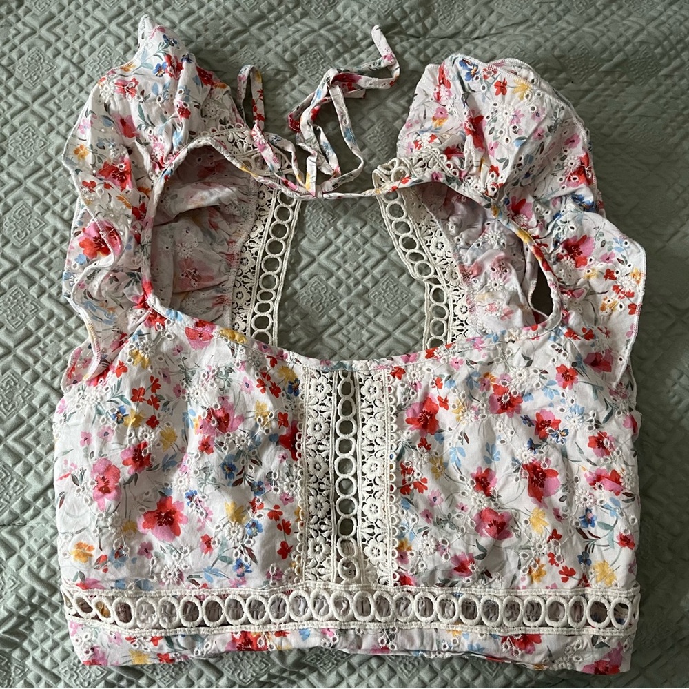 Altar'd State Floral Lace Crop Top - Picture 2 of 5